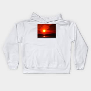 Half Moon Bay Sunset in Red. California 2008 Kids Hoodie